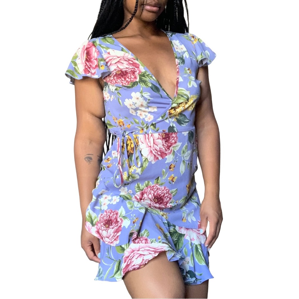 Blue Floral Mini Dress